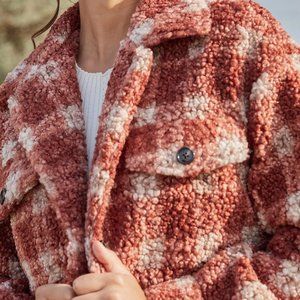 Gingham Cropped Teddy Jacket